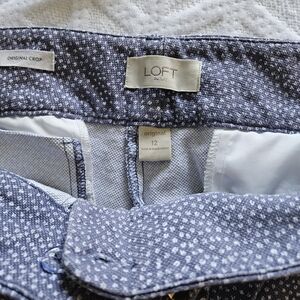 LOFT Blue and White Patterned Capris